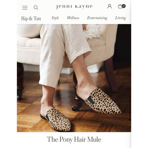 New Jenni Kayne Pony Hair Mule Size 9 Tan Black Leopard Print